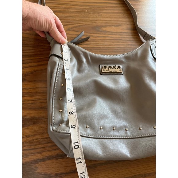 Nicole by Nicole Miller woman’s grey with silver studs adjustable strap shoulder - Picture 7 of 7